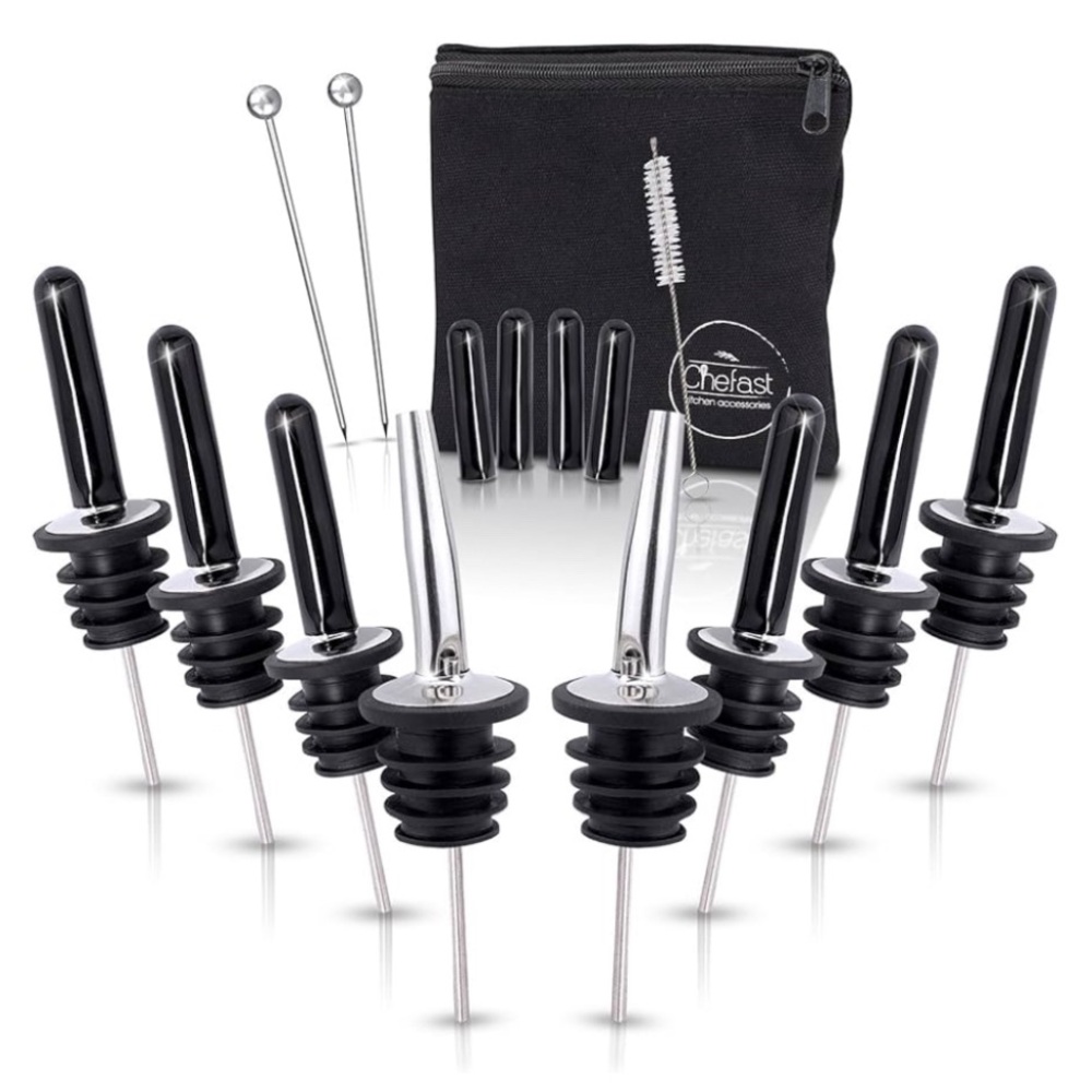 ChefFast Black and Silver Wine Pourers Set